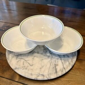 Set of 3 - Corelle Wildflower Lime Green Rim Cereal Bowls 6 1/4" Spring Meadow